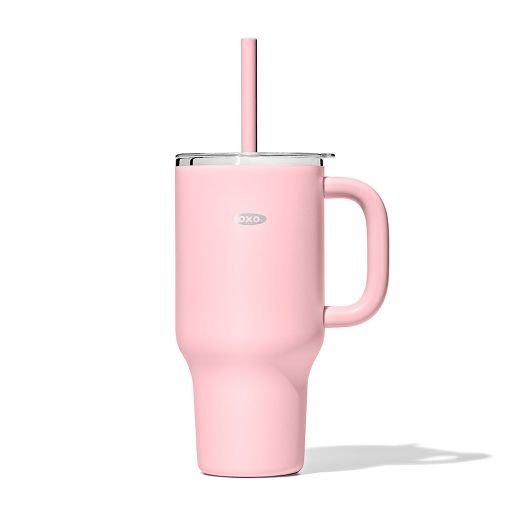 OXO Pink Tumbler with Straw and Handle 